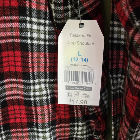 Nwt time & Tru red long sleeve button down flannel with hood - Picture 3 of 4